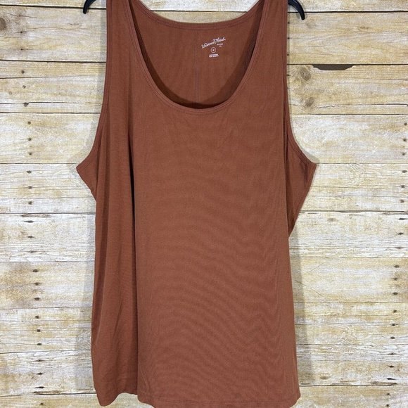 Universal Thread Womens Ribbed Tank Top 4X Copper Rust Brown Scoopneck Stretch - Picture 1 of 7